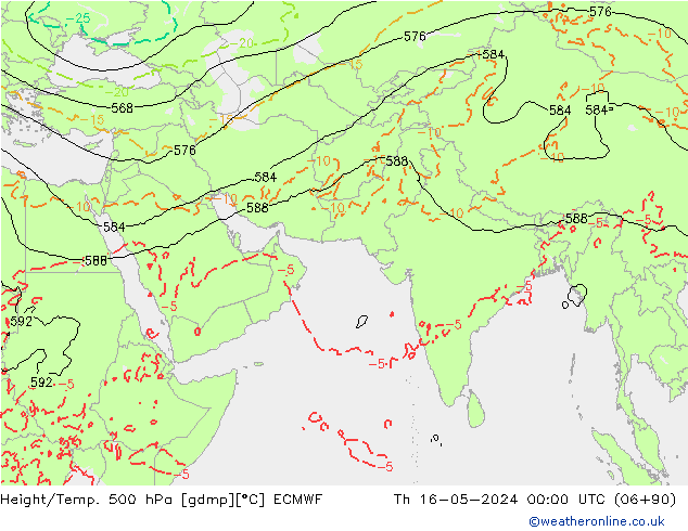 Height/Temp. 500 hPa ECMWF 星期四 16.05.2024 00 UTC