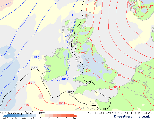 Tendencia de presión ECMWF dom 12.05.2024 09 UTC
