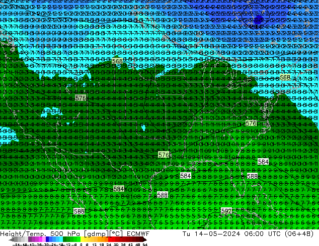 Z500/Regen(+SLP)/Z850 ECMWF di 14.05.2024 06 UTC