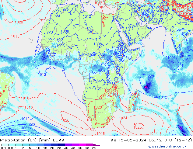 Z500/Yağmur (+YB)/Z850 ECMWF Çar 15.05.2024 12 UTC