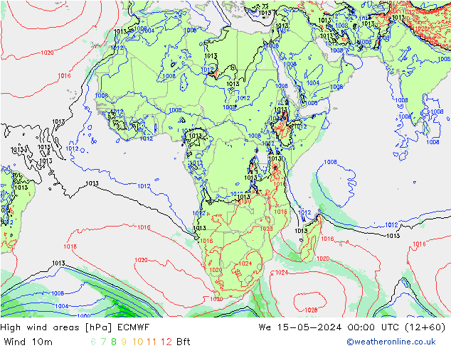 High wind areas ECMWF We 15.05.2024 00 UTC