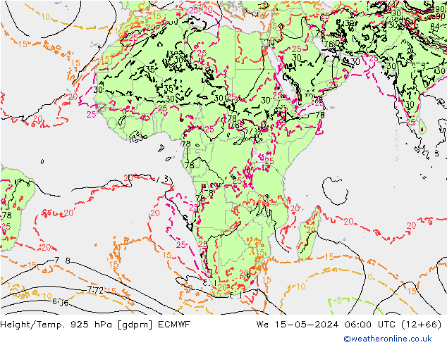Hoogte/Temp. 925 hPa ECMWF wo 15.05.2024 06 UTC