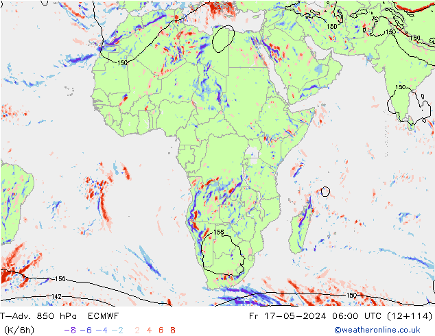 T-Adv. 850 hPa ECMWF vr 17.05.2024 06 UTC