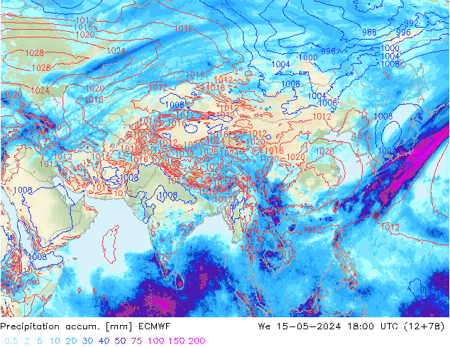 Precipitation accum. ECMWF St 15.05.2024 18 UTC