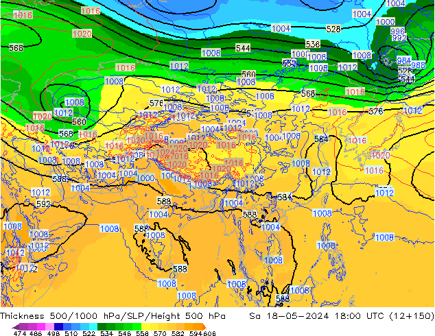 Thck 500-1000hPa ECMWF Sa 18.05.2024 18 UTC