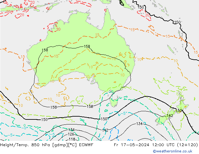 Height/Temp. 850 hPa ECMWF Fr 17.05.2024 12 UTC