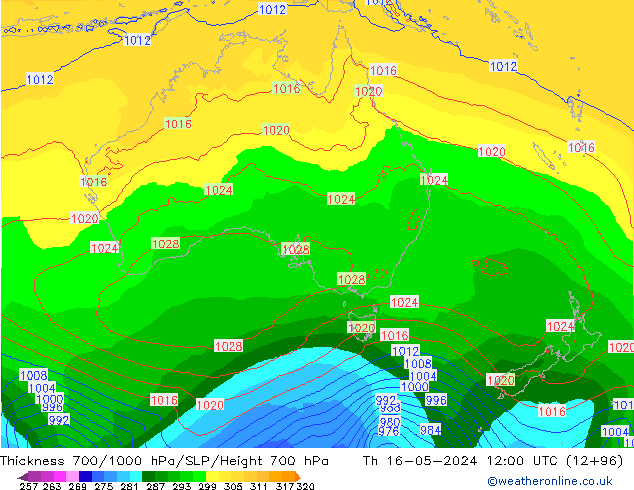 Thck 700-1000 hPa ECMWF Th 16.05.2024 12 UTC