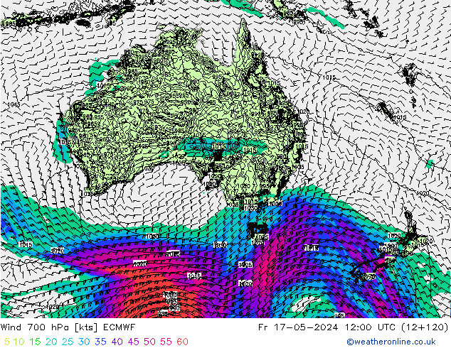 Wind 700 hPa ECMWF Fr 17.05.2024 12 UTC
