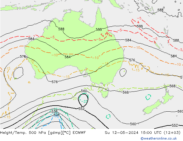 Géop./Temp. 500 hPa ECMWF dim 12.05.2024 15 UTC