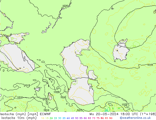 Isotachs (mph) ECMWF  20.05.2024 18 UTC
