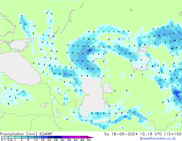 Precipitation ECMWF Sa 18.05.2024 18 UTC