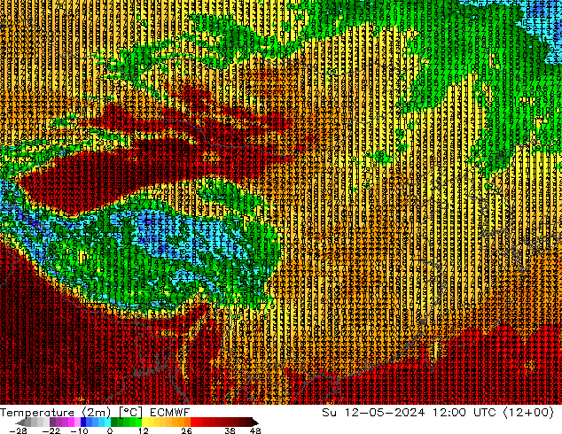 温度图 ECMWF 星期日 12.05.2024 12 UTC