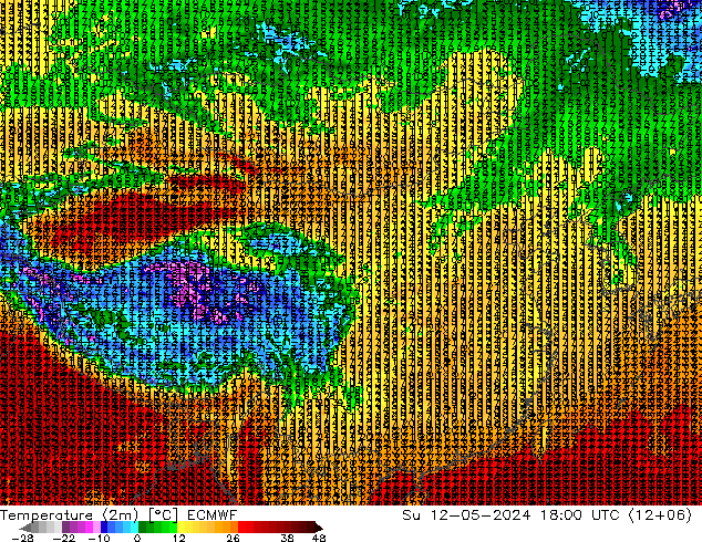 温度图 ECMWF 星期日 12.05.2024 18 UTC
