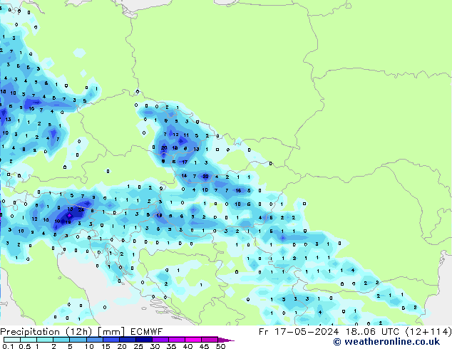 Precipitazione (12h) ECMWF ven 17.05.2024 06 UTC