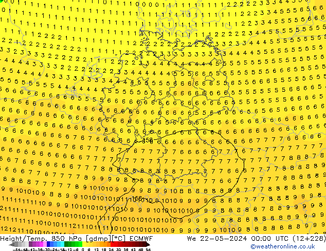 Z500/Rain (+SLP)/Z850 ECMWF  22.05.2024 00 UTC