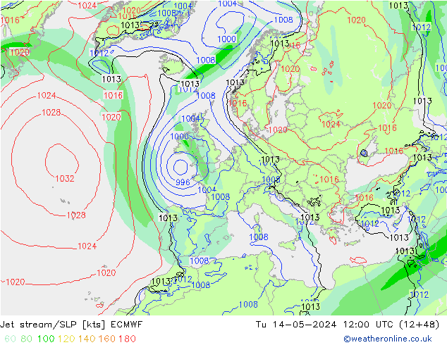 Corriente en chorro ECMWF mar 14.05.2024 12 UTC