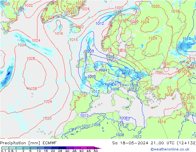 Neerslag ECMWF za 18.05.2024 00 UTC