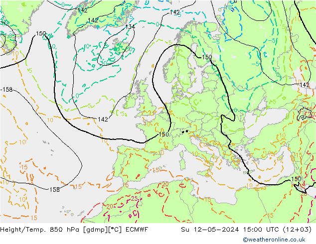 Height/Temp. 850 hPa ECMWF 星期日 12.05.2024 15 UTC