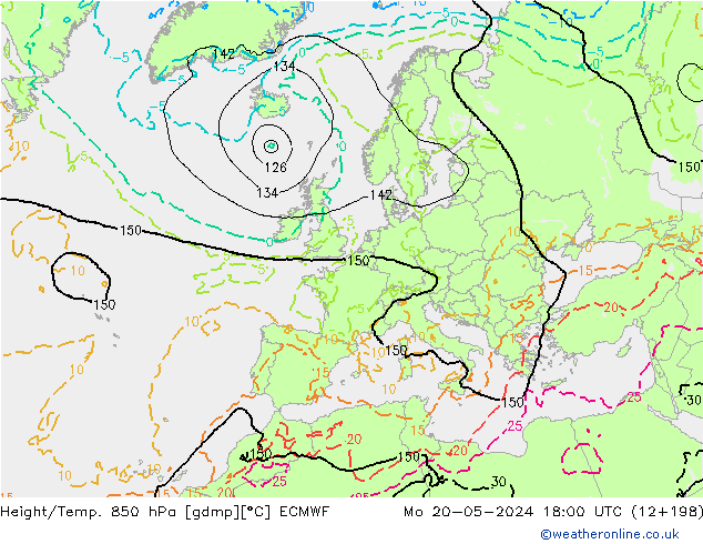 Yükseklik/Sıc. 850 hPa ECMWF Pzt 20.05.2024 18 UTC