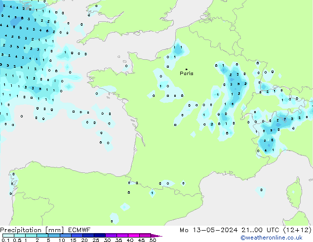 Niederschlag ECMWF Mo 13.05.2024 00 UTC