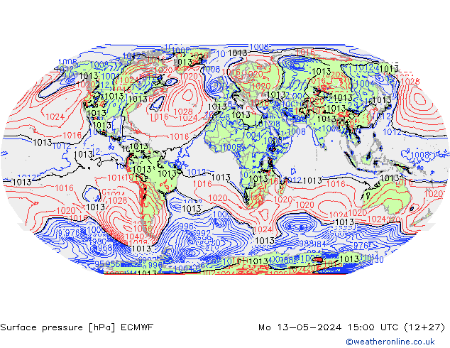 Surface pressure ECMWF Mo 13.05.2024 15 UTC