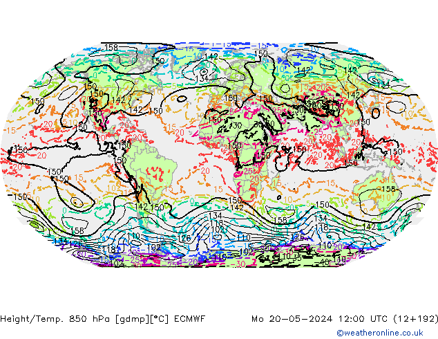 Height/Temp. 850 hPa ECMWF Mo 20.05.2024 12 UTC
