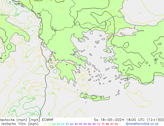 Isotachs (mph) ECMWF Sa 18.05.2024 18 UTC