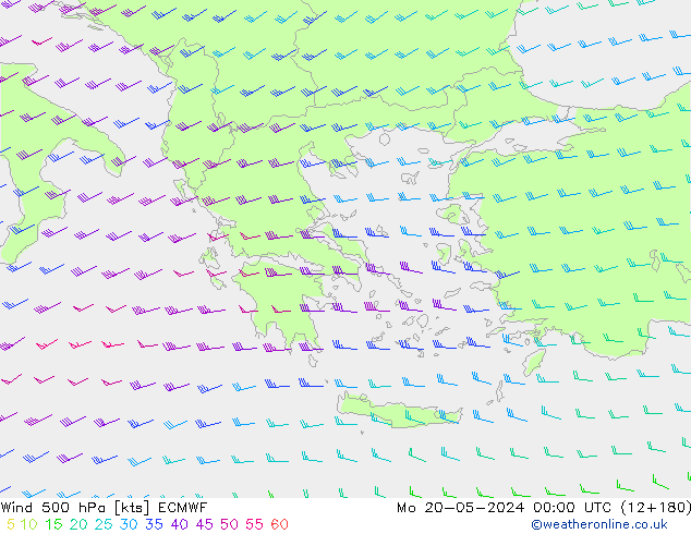 ветер 500 гПа ECMWF пн 20.05.2024 00 UTC