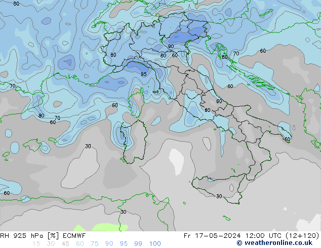 925 hPa Nispi Nem ECMWF Cu 17.05.2024 12 UTC