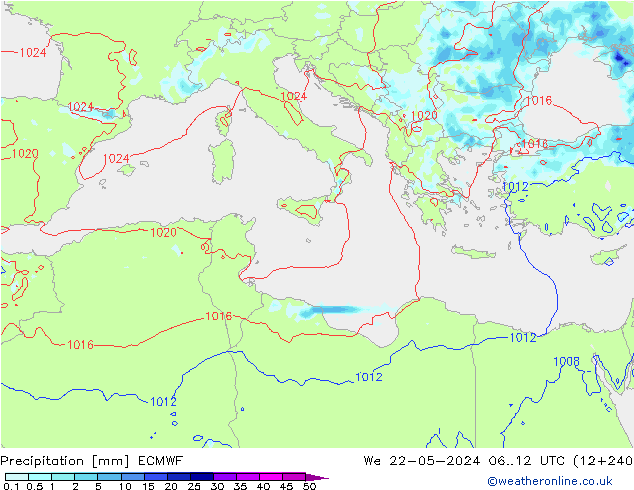 Srážky ECMWF St 22.05.2024 12 UTC