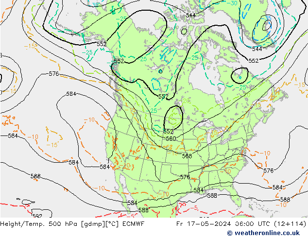 Z500/Yağmur (+YB)/Z850 ECMWF Cu 17.05.2024 06 UTC