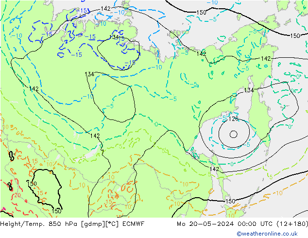 Z500/Yağmur (+YB)/Z850 ECMWF Pzt 20.05.2024 00 UTC