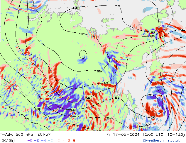 T-Adv. 500 гПа ECMWF пт 17.05.2024 12 UTC