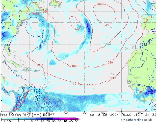 Z500/Regen(+SLP)/Z850 ECMWF za 18.05.2024 00 UTC