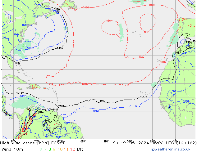 Izotacha ECMWF nie. 19.05.2024 06 UTC