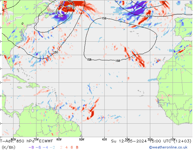T-Adv. 850 hPa ECMWF zo 12.05.2024 15 UTC