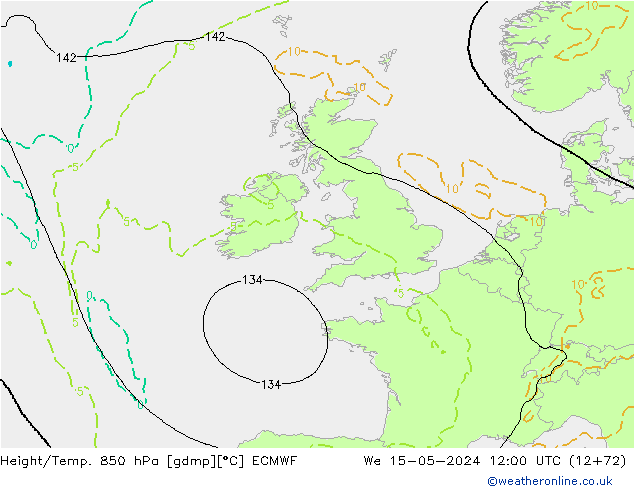 Z500/Rain (+SLP)/Z850 ECMWF śro. 15.05.2024 12 UTC