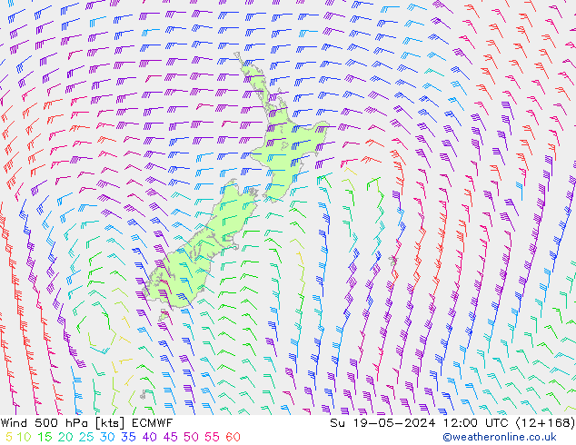 Wind 500 hPa ECMWF Su 19.05.2024 12 UTC