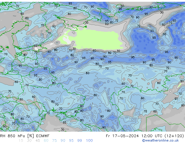 RH 850 hPa ECMWF Fr 17.05.2024 12 UTC
