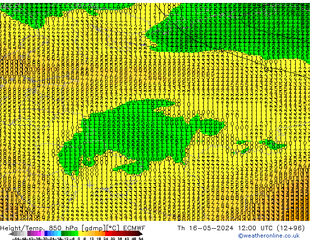Z500/Rain (+SLP)/Z850 ECMWF jue 16.05.2024 12 UTC