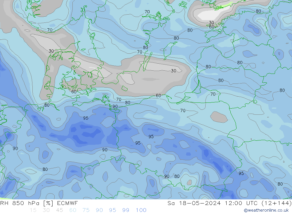 RV 850 hPa ECMWF za 18.05.2024 12 UTC