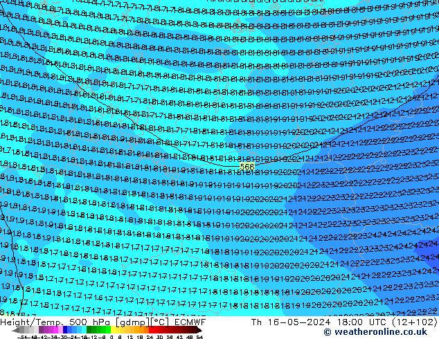 Z500/Rain (+SLP)/Z850 ECMWF Th 16.05.2024 18 UTC