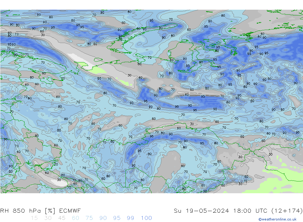RH 850 hPa ECMWF Su 19.05.2024 18 UTC