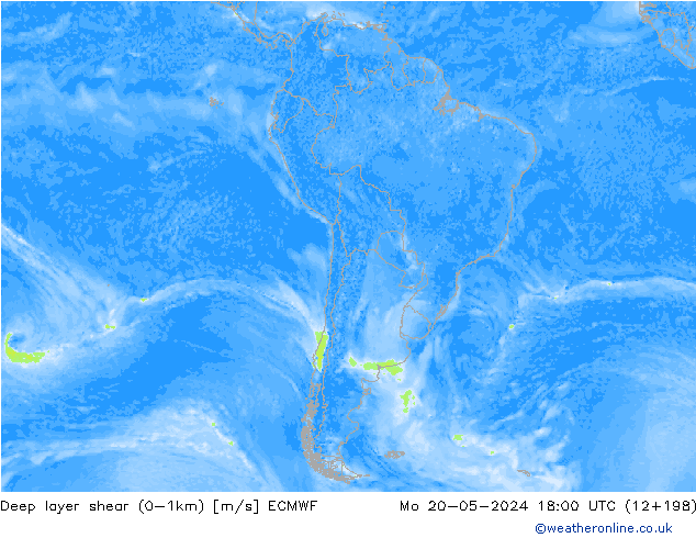 Deep layer shear (0-1km) ECMWF пн 20.05.2024 18 UTC