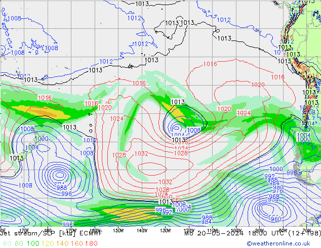 Jet stream/SLP ECMWF Mo 20.05.2024 18 UTC