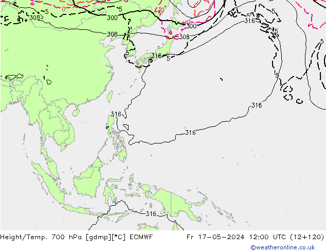 Height/Temp. 700 hPa ECMWF pt. 17.05.2024 12 UTC