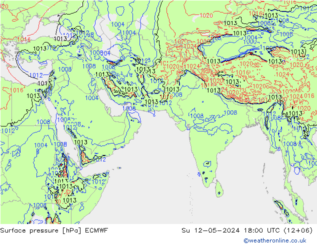 pressão do solo ECMWF Dom 12.05.2024 18 UTC