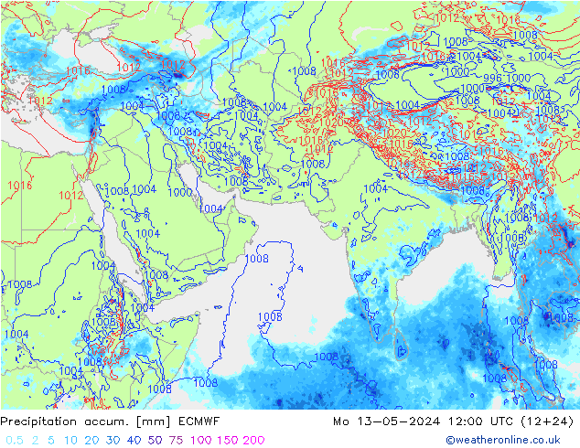 Precipitación acum. ECMWF lun 13.05.2024 12 UTC