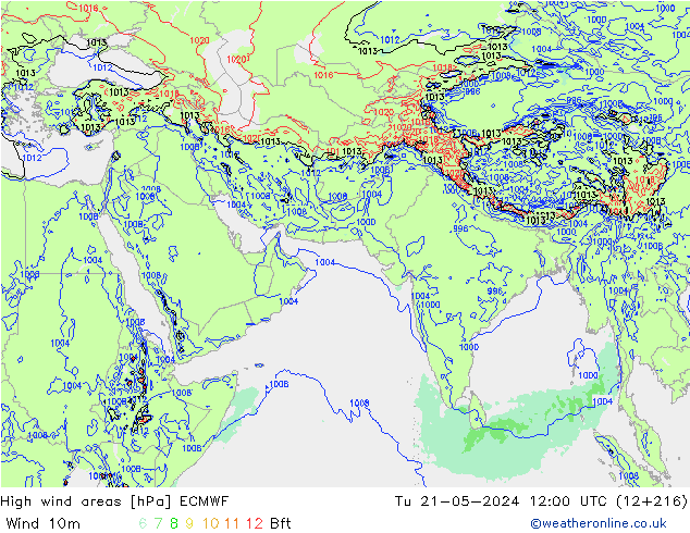 High wind areas ECMWF Ter 21.05.2024 12 UTC