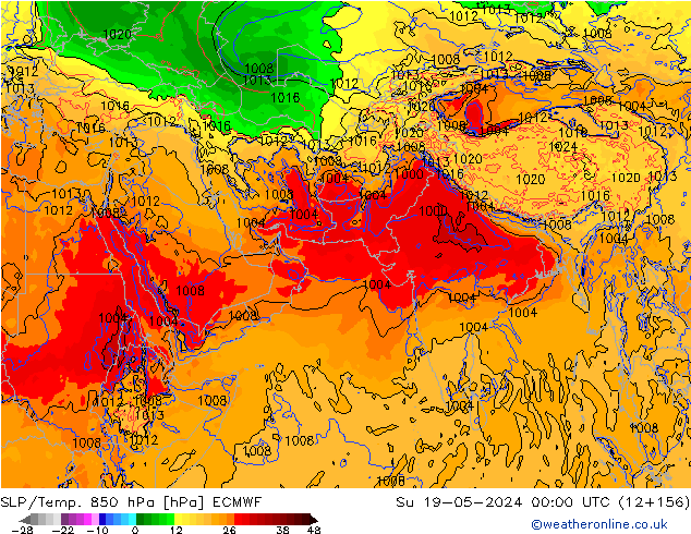 SLP/Temp. 850 hPa ECMWF dim 19.05.2024 00 UTC